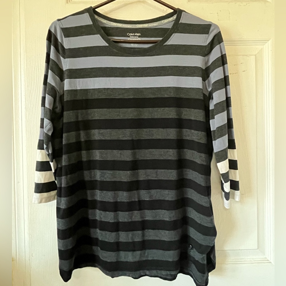 Calvin Klein Women’s Striped shirt, Long Sleeve Sz‎ L/G